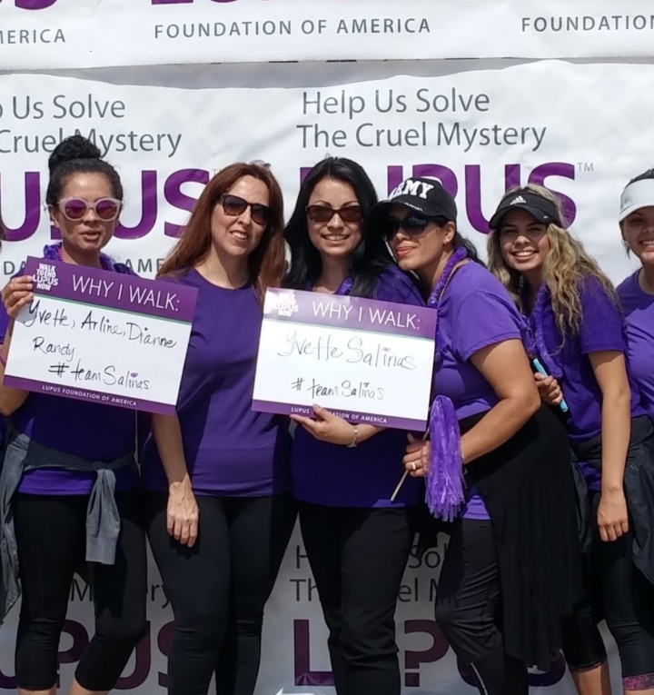 Lupus warrior Yvette and her community at a Walk to End Lupus Now event