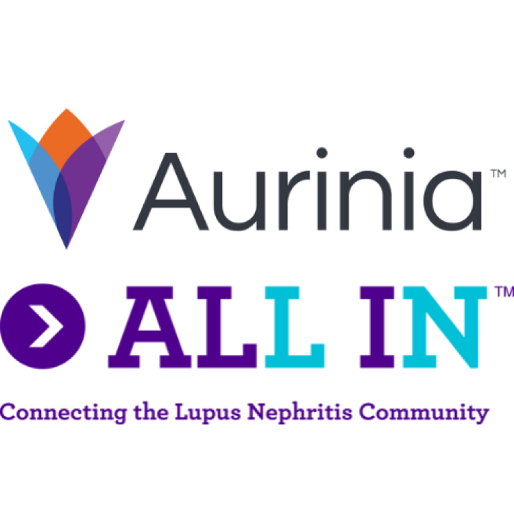 Aurinia Logo and All In for Lupus Nephritis Logo