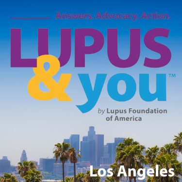 Lupus & You Graphic with a background of the Los Angeles Skyline
